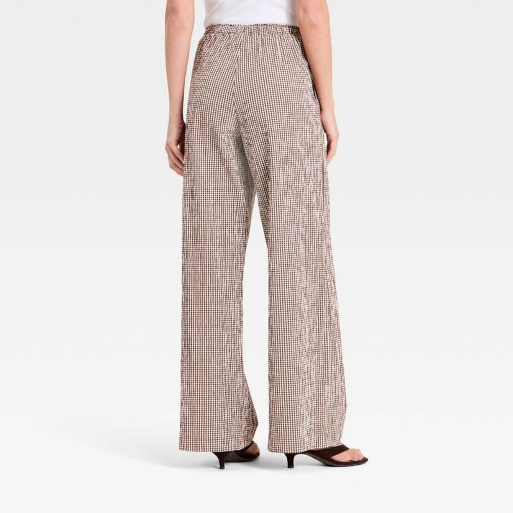 a new day Wide Leg Drawstring Pants in Brown Gingham - Picture 2 of 4